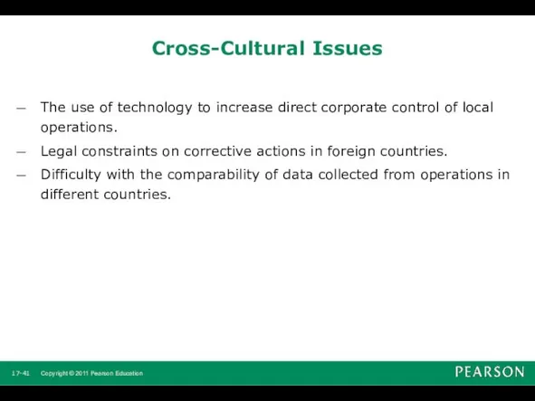 Cross-Cultural Issues The use of technology to increase direct corporate