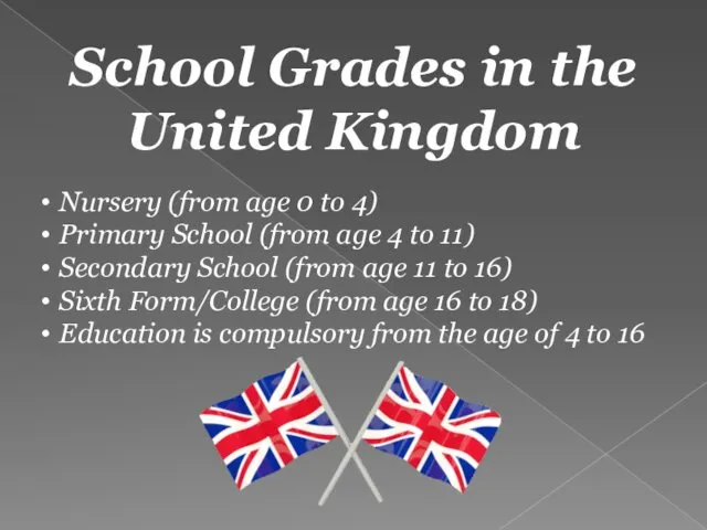 School Grades in the United Kingdom Nursery (from age 0