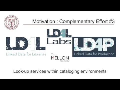 Look-up services within cataloging environments Motivation : Complementary Effort #3