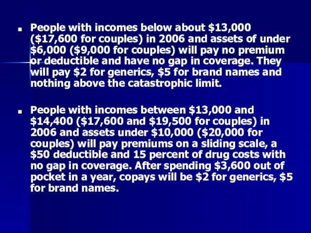 People with incomes below about $13,000 ($17,600 for couples) in