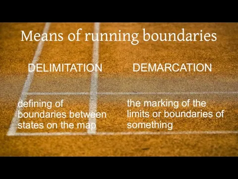 Means of running boundaries DELIMITATION defining of boundaries between states