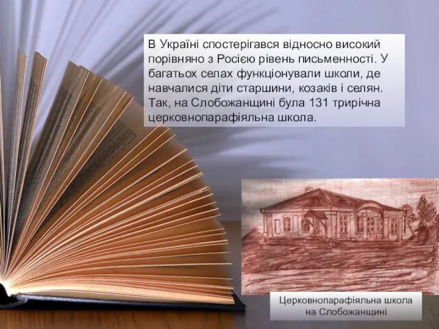 В Україні спостерігався відносно високий порівняно з Росією рівень письменності.