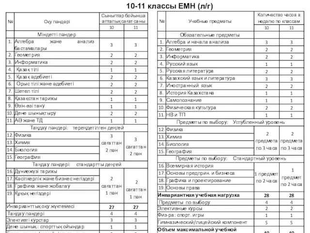 10-11 классы ЕМН (л/г)