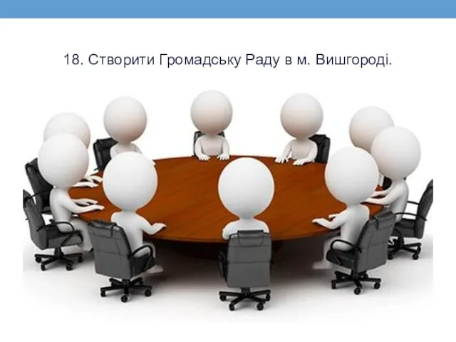 18. Створити Громадську Раду в м. Вишгороді.