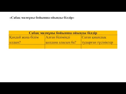 «Сабақ мазмұны бойынша ойыңды білдір»