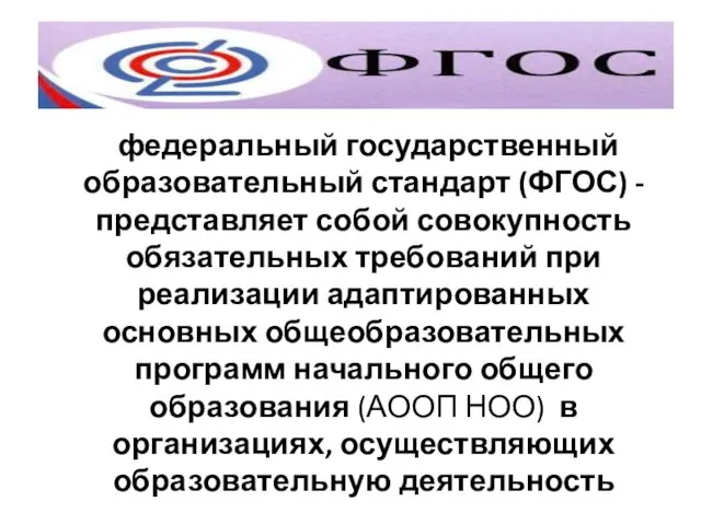 Основные термины используемые в тексте федеральный государственный образовательный стандарт (ФГОС)