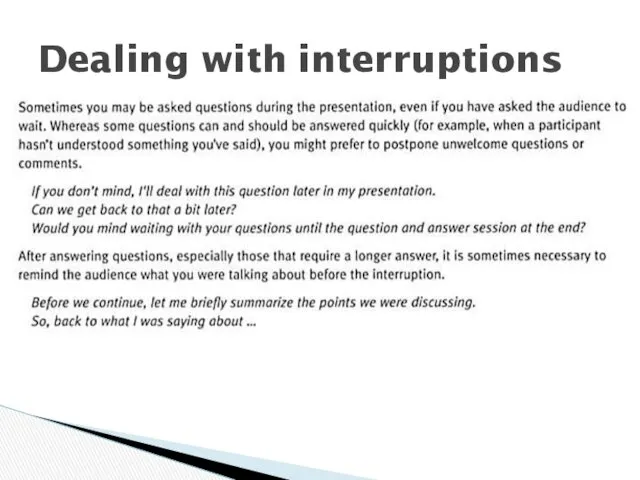 Dealing with interruptions