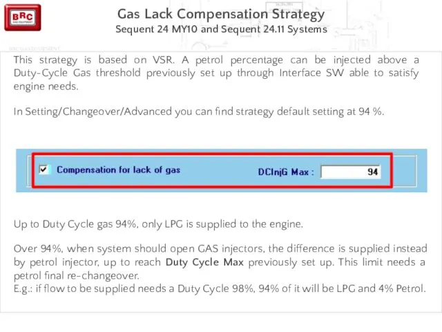 Gas Lack Compensation Strategy Sequent 24 MY10 and Sequent 24.11