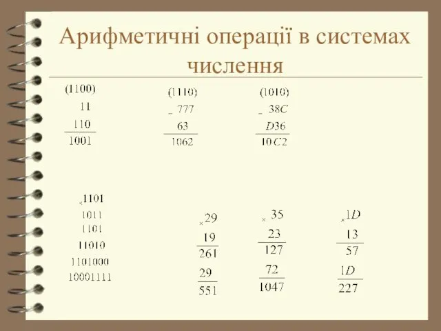 Арифметичні операції в системах числення