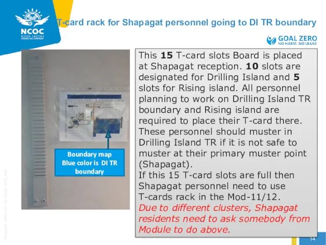 T-card rack for Shapagat personnel going to DI TR boundary