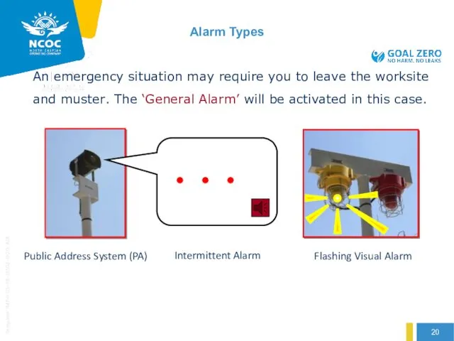 Alarm Types An emergency situation may require you to leave