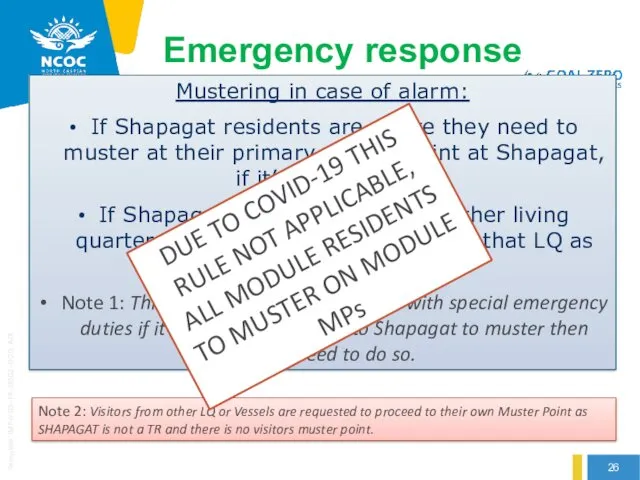 Mustering in case of alarm: If Shapagat residents are onsite