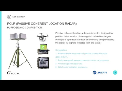 Passive coherent location radar equipment is designed for position determination