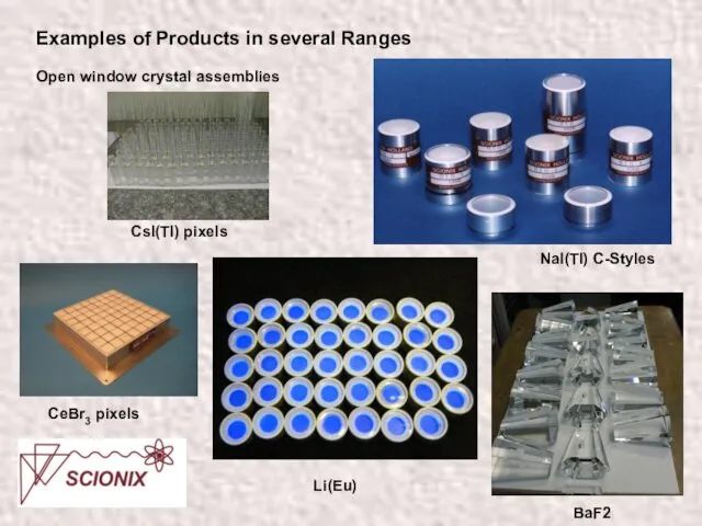 Examples of Products in several Ranges Open window crystal assemblies