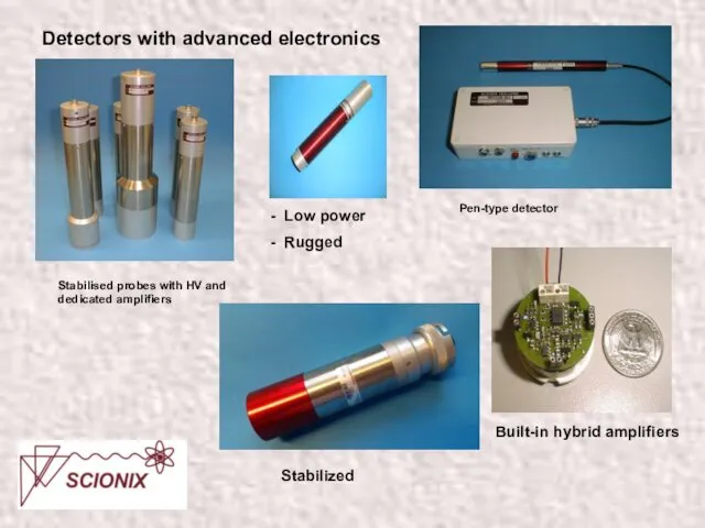 Detectors with advanced electronics Stabilised probes with HV and dedicated
