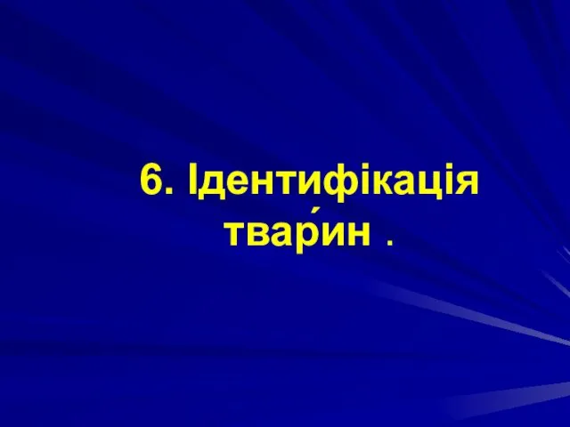 6. Ідентифікація твар́ин .