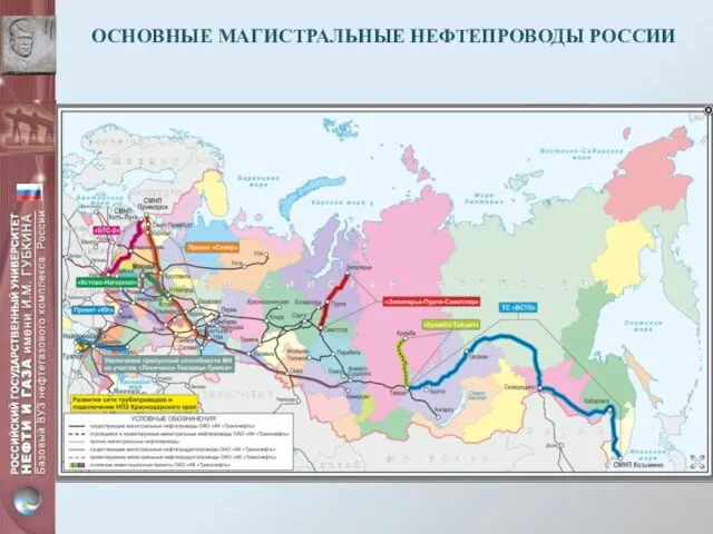 ОСНОВНЫЕ МАГИСТРАЛЬНЫЕ НЕФТЕПРОВОДЫ РОССИИ