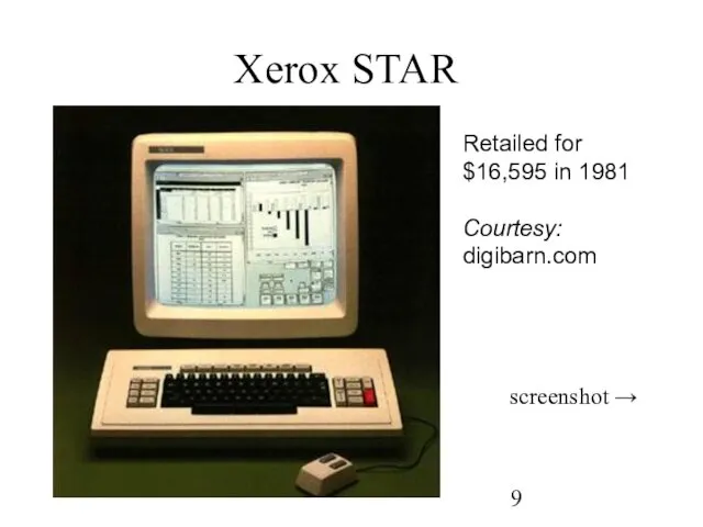 Xerox STAR Retailed for $16,595 in 1981 Courtesy: digibarn.com screenshot →