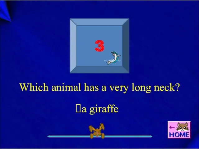 3 Which animal has a very long neck? a giraffe