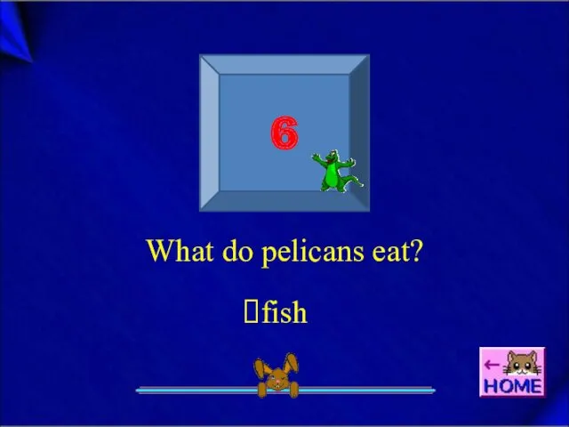 6 What do pelicans eat? fish