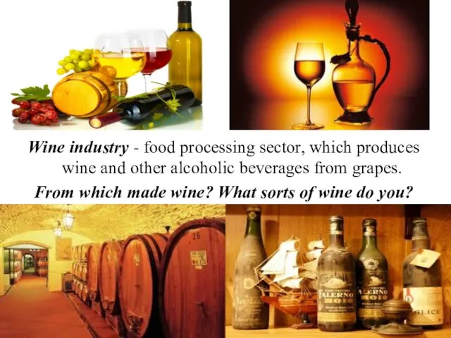 Wine industry - food processing sector, which produces wine and