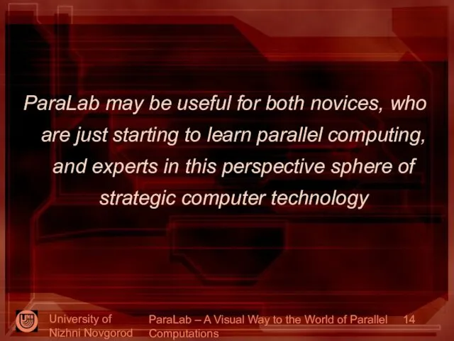 University of Nizhni Novgorod 2006 ParaLab – A Visual Way