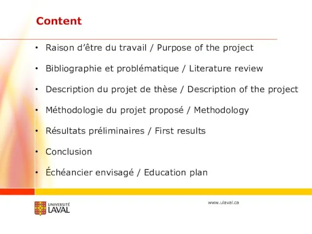 Content Raison d’être du travail / Purpose of the project