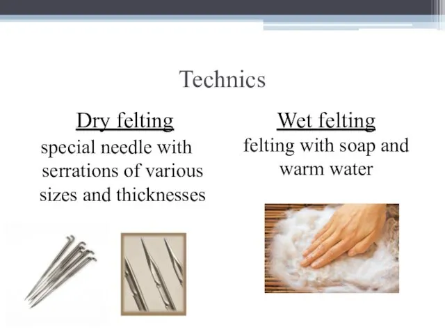 Technics Dry felting special needle with serrations of various sizes and thicknesses Wet