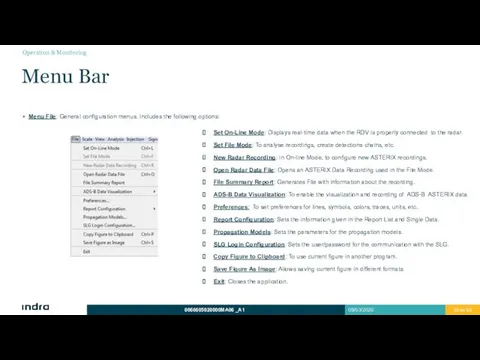 Set On-Line Mode: Displays real-time data when the RDV is