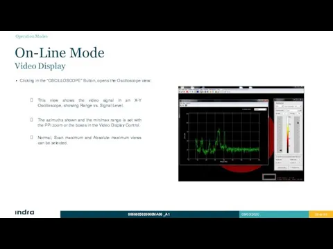 Clicking in the “OSCILLOSCOPE” Button, opens the Oscilloscope view: On-Line Mode Video Display