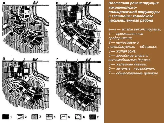 Поэтапная реконструкция архитектурно-планировочной структуры и застройки городского промышленного района а—г