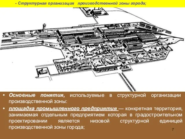 Основные понятия, используемые в структурной организации производственной зоны: площадка промышленного