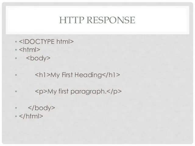 HTTP RESPONSE My First Heading My first paragraph.