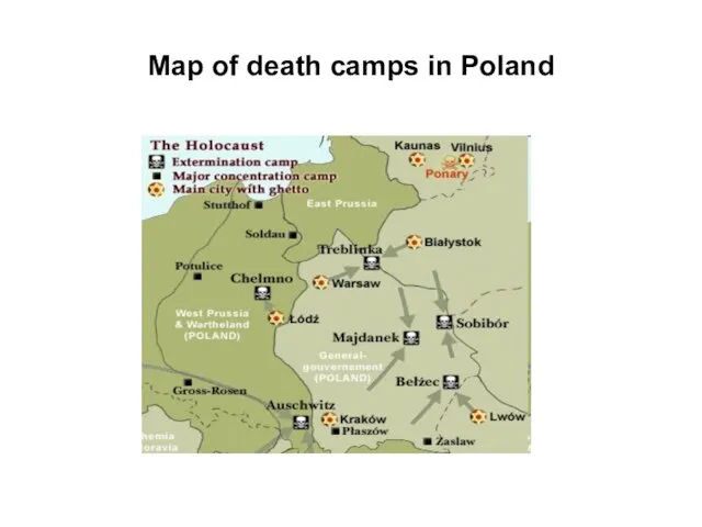 Map of death camps in Poland