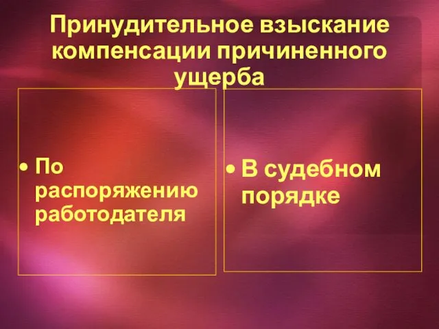 Принудительное взыскание компенсации причиненного ущерба По распоряжению работодателя В судебном порядке