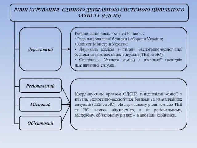 РІВНІ КЕРУВАННЯ ЄДИНОЮ ДЕРЖАВНОЮ СИСТЕМОЮ ЦИВІЛЬНОГО ЗАХИСТУ (ЄДСЦЗ) Державний Регіональний