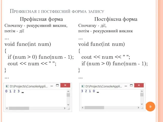 Префіксная і постфіксний форма запису