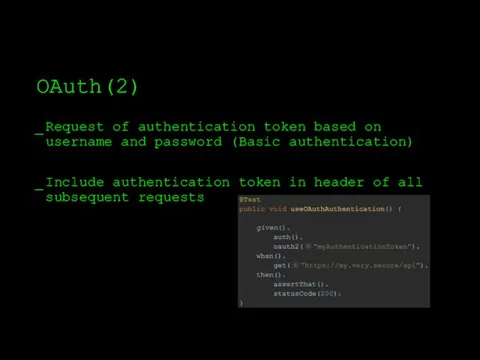 OAuth(2) Request of authentication token based on username and password