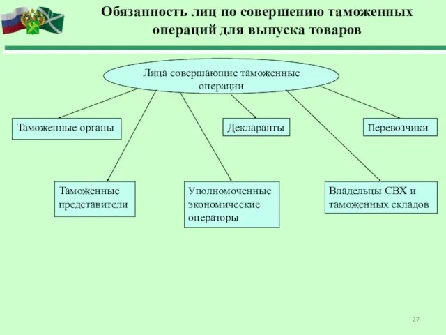 Обязанность лиц по совершению таможенных операций для выпуска товаров Лица