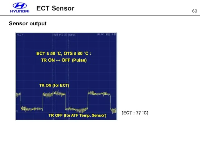 ECT Sensor Sensor output ECT ≥ 50 ˚C, OTS ≤