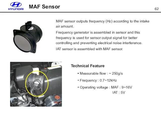 MAF sensor outputs frequency (Hz) according to the intake air