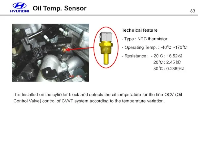 Oil Temp. Sensor Technical feature - Type : NTC thermistor