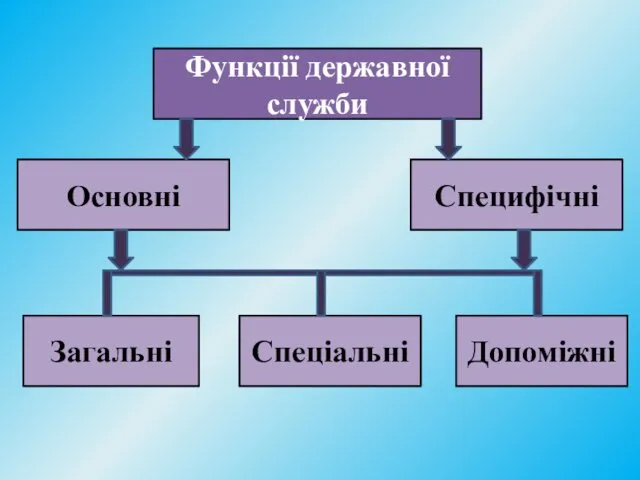 Функції державної служби Основні Специфічні Загальні Спеціальні Допоміжні