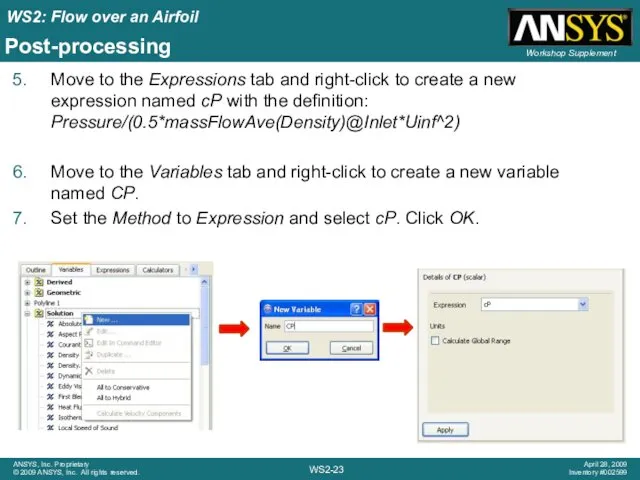 Post-processing Move to the Expressions tab and right-click to create