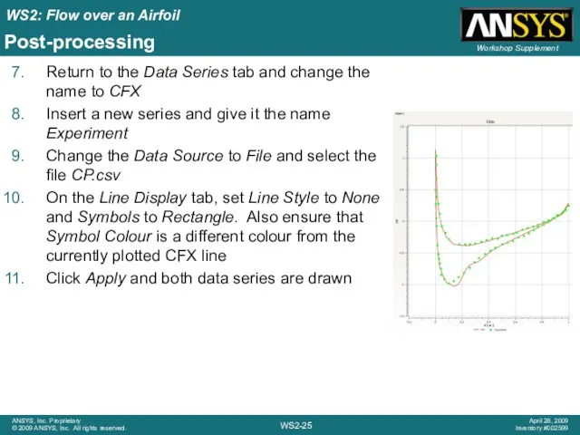 Post-processing Return to the Data Series tab and change the