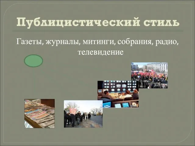 Публицистический стиль Газеты, журналы, митинги, собрания, радио, телевидение