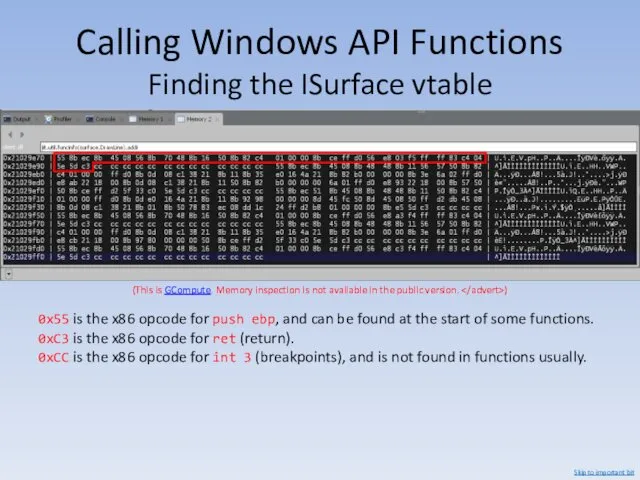 Calling Windows API Functions Finding the ISurface vtable (This is