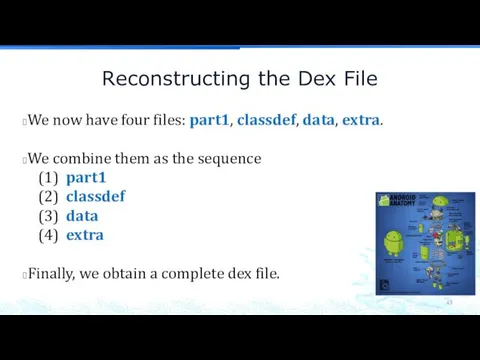Reconstructing the Dex File We now have four files: part1,