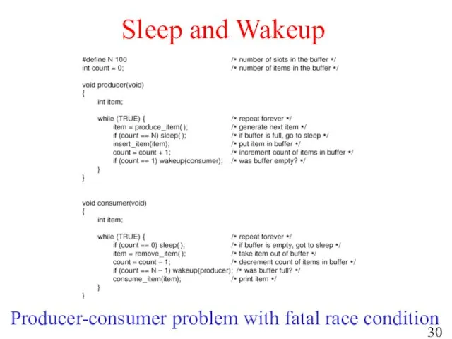 Sleep and Wakeup Producer-consumer problem with fatal race condition