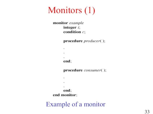 Monitors (1) Example of a monitor